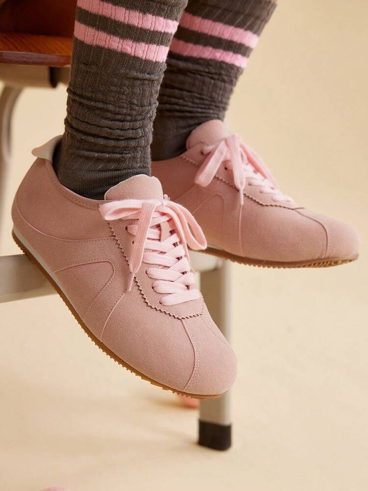 CUCCOO EASI Women's Mixed Color Round Toe Flat Casual Sporty Shoes, Fashion Comfortable PU Leather Khaki Everyday Indoor/Outdoor