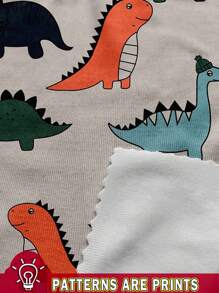 Baby Boy Casual Cute Dinosaur Print Tight Fitting Round Neck Comfortable Short Sleeve & Pants Pajama Set, Suitable For Spring & Summer - Multicolor - View 4
