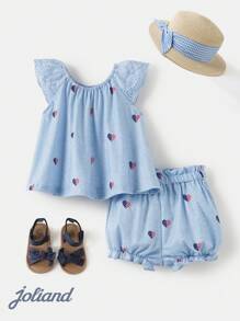 Joliand Joliand 2 pièces/set Top sans manches ample imprimé avec cœur patriotique et drapeau et short à jambes larges pour filles bébé. Convient pour un usage casual quotidien, le Jour de l'Indépendance, les voyages, la plage. 4 juillet, Quatrième juillet, drapeau des États-Unis, drapeau américain, drapeau patriotique, Vieux Glory, Jour de l'Indépendance