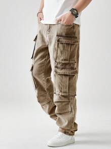 Manfinity Hypemode Quần Jeans Ống Rộng Jeans Cargo Jeans Ống Rộng Quần Jeans Nam - màu nâu - Xem 4