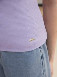 MOTF STUDIO FLOWER APPLIQUES TANK TOP - Purple - View 7