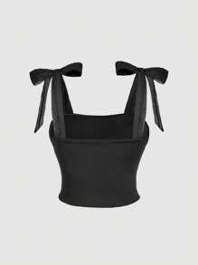 SHEIN MOD Plus Size Localized Printed Drawstring Tank Top For Women, Cute Top, Pink & Tops Top Homecoming - Black - View 2