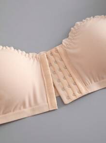 SHEIN Bộ 4 chiếc/Bộ đồ lót nữ nhiều màu, áo ngực không dây, khóa trước viền sóng, áo ngực cúp ngực có đệm có thể tháo rời - Nhiều màu - Xem 8