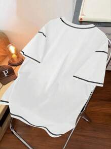 Claim Dot 男士休闲纯色洛杉矶英文字母印花撞色拼接略宽松圆领T恤男夏季短袖T恤男休闲T恤男图案T恤