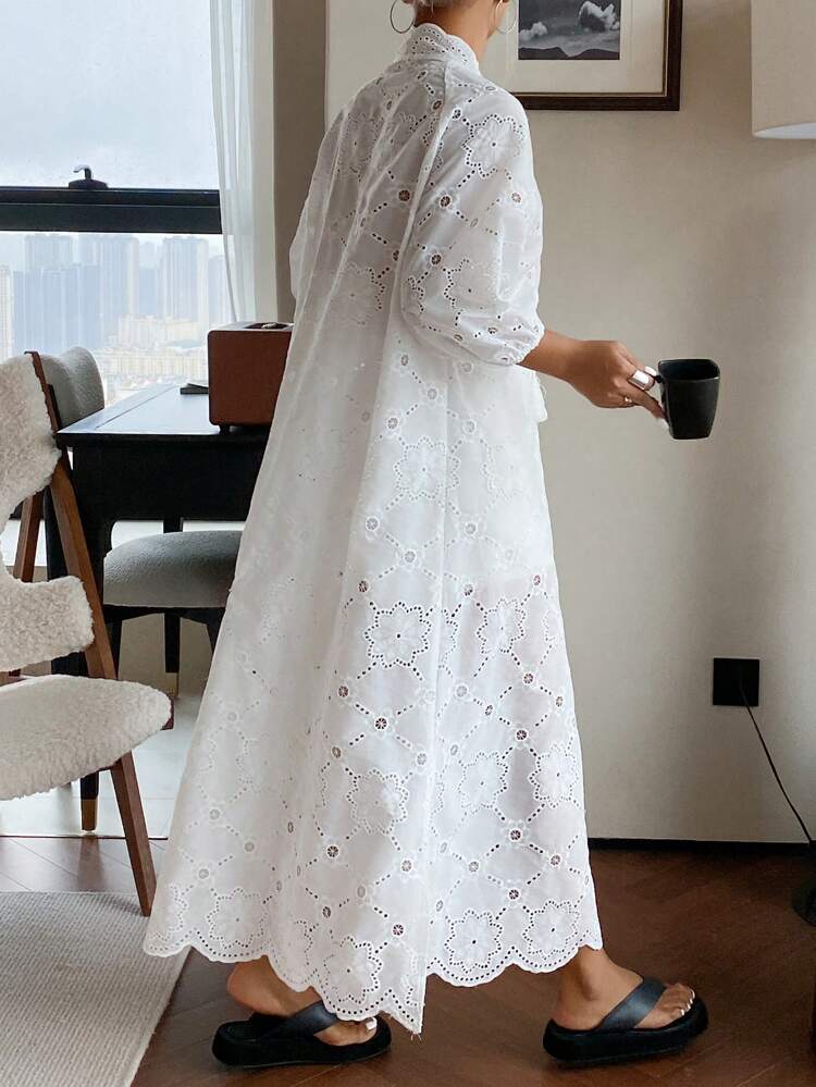 Bata casual de mujer de estilo bohemio con bordado, para otoño e invierno
