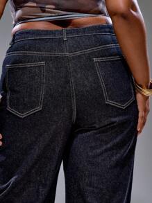 MUSERA Plus Size Women Mid Rise Turn Up Hem Denim Jeans Summer Streetstyle Vacation Holiday 90's Y2k Cute Casual City Muse