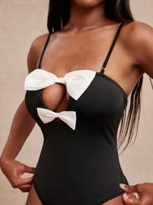 NYA SZN Body con fiocco, colorblock, per matrimonio, sposa, addio al nubilato, taglio, casual, quotidiano, vacanza, festa, brunch, elegante, gyaru, uscita, sexy, concerto, tour nazionale, festival musicale, outfit estivo pastello per donne