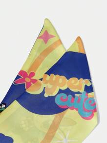 THE POWERPUFF GIRLS X SHEIN 黄色休闲花朵、泡泡、毛茛图案围巾