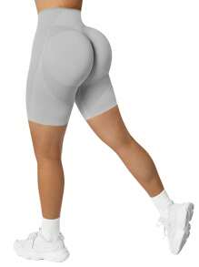SHEIN Sport Studio Einfarbige Shorts mit hoher Taille, nahtlos, elastisch, für Sport und Training