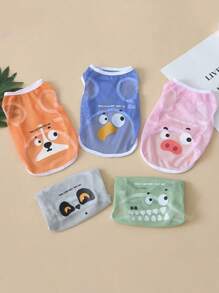 Ropa para perro de malla transpirable de verano/primavera con estampado de dibujos animados que se asemeja a un oso de pelo dorado Keji - Verde - Ver 9