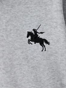 SHEIN Teen Boy Plain Sweatshirt Jacket, Casual Loose Gray Sweatshirt Fall Winter - Grey - View 4