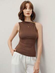 EMERY ROSE Summer Fashionable Metal Decor Tank Top