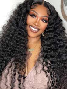 6x5 Wear&Go Glueless Deep Wave Human Hair Wig Pre Plucked Bleach Knots 30 Inch Pre-Cut Transparent Lace Closure Wigs 180% Density - SNatural - View 6