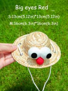 1Pc Fashionable Straw Sun Hat For Pets - UV Protection Dog Hat, Breathable Adjustable Cat Summer Accessory | Beach & Outdoor Shade Hat, Instant Sun Shield