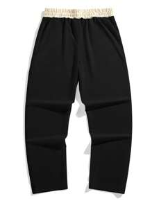 Manfinity EMRG Men Letter Graphic Drawstring Waist Slant Pocket Sweatpants Gothic Pants - Black - View 3