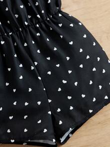 SHEIN Baby Girl Heart Print Cami Romper For Valentine's Day