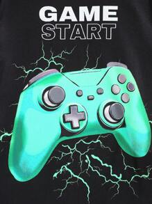 Dozemod Kids & Tween Boys Snug Fit Luminous Game Controller Graphic T-Shirt & Shorts Soft 2 Pieces Pajama Set - Green - View 3