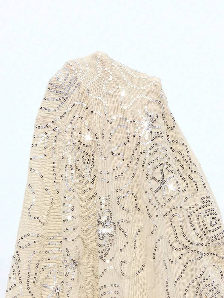 SHEIN Maija Women's Multi-Color Beaded Embroidery Floral Pattern Summer Dress, Loose Comfortable Sheer Fabric, V-Neck Ruffle Trim, Elegant Sophisticated French Casual Romantic Cruise Maxi Dress Women Dresses Birthday Summer Clothes Women Casual Dress Women Birthday Outfit Women Clothes Elegant And Intellectual Female Wedding Guest Dress Outfit Romantic And Beautiful French Slouchy High-End Sense Of Intelligence And Elegance Old Money Style Cruise Clothing Vacation Wear Sequin Dress Sheer Dress Women V-Neck Dress Long Sleeve Dress Midi Dress