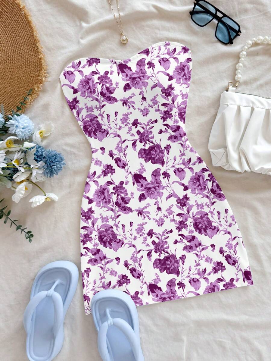 Soleia 休闲花卉印花女式迷你沙滩吊带裙，适合夏季度假