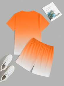 Manfinity RSRT Men's Vacation Casual Coconut Tree Gradient Print T-Shirt And Shorts Set, Cozy Outfits - Multicolor - View 2