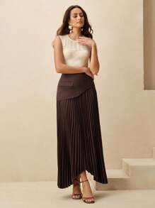 Anewsta Elegant Women Pleated Design Versatile Skirt