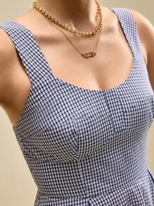 Muvela Robe casual sans manches à carreaux pour femmes, pour un port quotidien