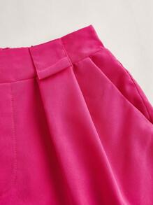 VaVaBold Women's Solid Color Pleated Wide Leg Loose Casual Shorts - Hot Pink - View 5