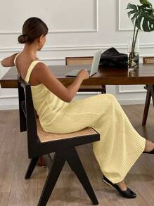 Livesso Damen Sommer Lässig einfarbiges ärmelloses Strickkleid Damen Pulloverkleid