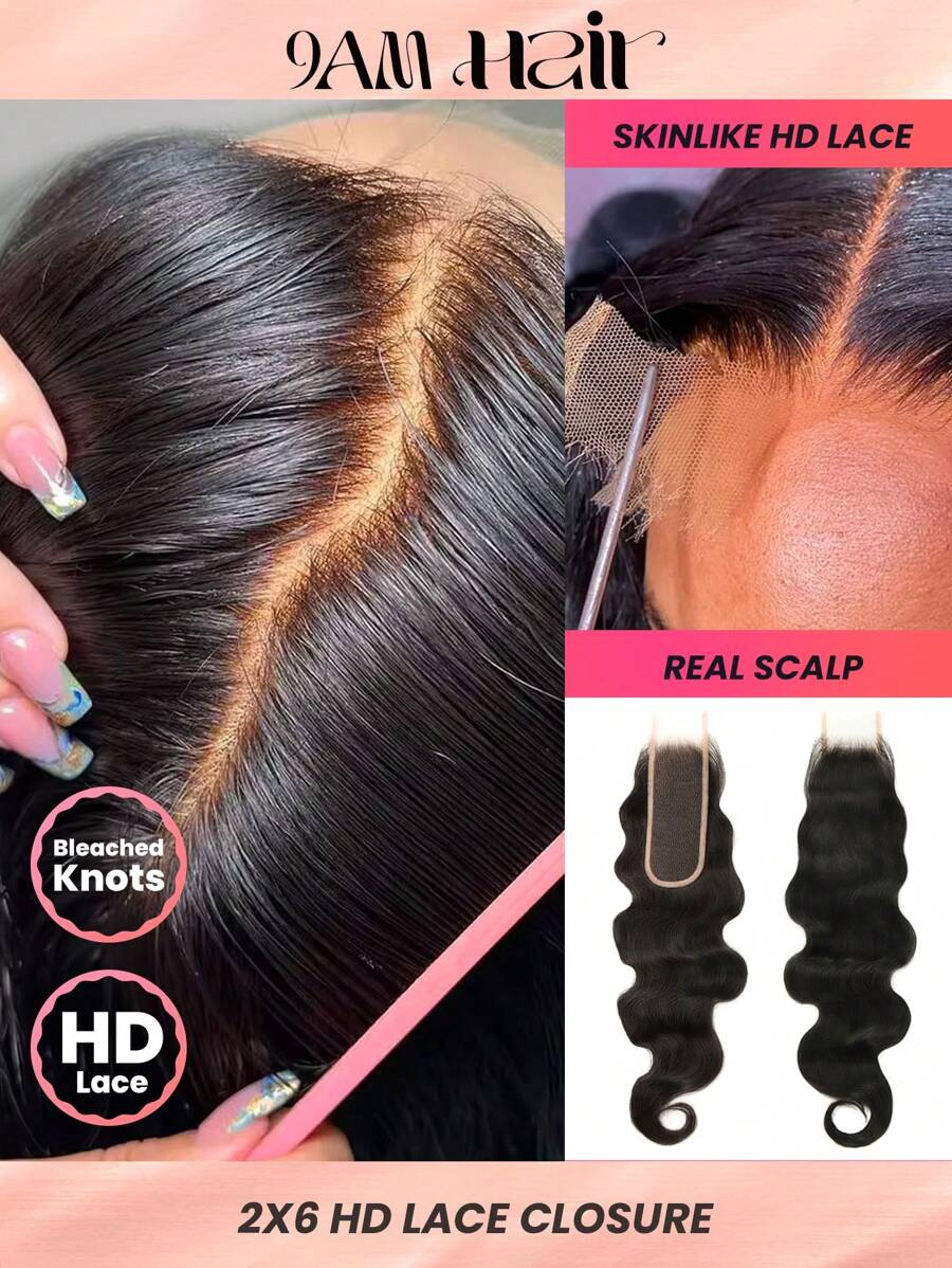 TrueHD 2x6 蕾丝闭合波浪卷发真人发 类似皮肤 高清蕾丝闭合 巴西直发接发 蕾丝前片 真人发 预拔 - SNatural - 查看 1