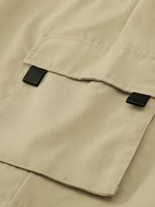 Manfinity Homme Plus Size Men's Casual Versatile Solid Color Cargo Shorts - Khaki - View 5