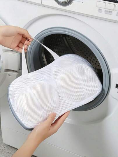 1pc Lingerie Wash Bag With Zipper | Bra Protector For Machine Washing | Prevents Deformation For A-C Cup Delicates | Mesh Laundry Organizer In Grey