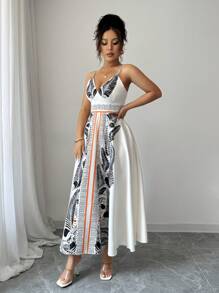 Selianne Casual Comfortable Sexy Spaghetti Strap & Lace-Up Design Women Dress - Multicolor - View 4