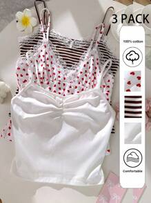 SHEIN EZwear سترة طبقة بدون أكمام للنساء برسم خطوط قلب ملون بأسلوب كاجوال - متعدد الألوان - مشاهدة 4