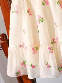SHEIN X GALILEA Souflis Souflis Vestido Médio-Longo de Menina Jovem com Alça de Espaguete Doce, Adequado para Festa, Reunião e Várias Ocasiões, Exibe Estilo Luxuoso e Elegante - Multicolorido - Visão 7