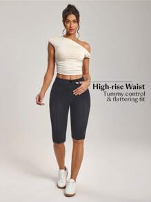 SHEIN Essnce 女士纯色牛仔长裤，夏季时尚 - 藍色 - 查看 6