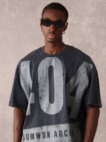 SUMWON Oversized Archive Logo T-Shirt Retro Streetwear Hip Hop Urban Box Fit 90s Style Skateboard Graphic Cotton Casual Festival Wear Summer Outfit