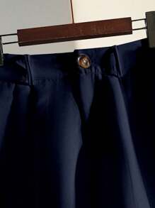 Franclia Quần short xếp ly đơn sắc thường ngày cho nữ - Màu xanh hải quân - Xem 7