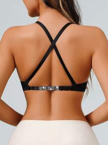 SHEIN 1件女士芒果杯钢丝文胸 - 黑色 - 查看 2