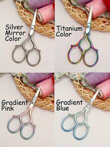 Tijeras de acero inoxidable resistentes a la oxidación, de uso múltiple, de precisión, para manualidades/costura/oficina y recorte facial de cejas, nariz y bigote - Multicolor - Ver 6