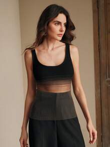 Anewsta Women's Light And Airy Ombre Sheer Tank Top - Black - View 1