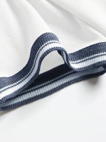 Manfinity Homme 男式拼色 Polo 领短袖针织上衣 - 白色 - 查看 5