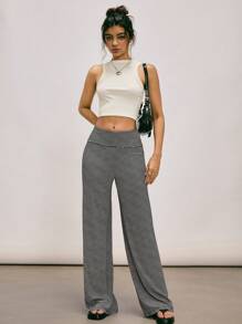 Easelle Retro Casual Loose Striped Comfortable Women Pants Striped Pants Wide Leg Pants Flare Leg Pants Palazzo Pants - Black and White - View 7