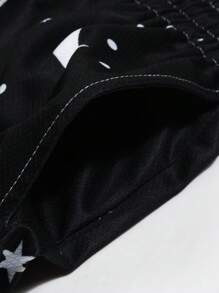 ROMWE MEN Men's Street Life Star & Moon Print Shorts, Summer - Multicolor - View 5