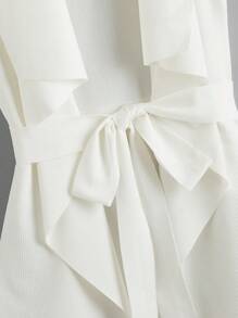 Ellevyn Abrigo con cinturón tejido de canalé - Blanco - Ver 5