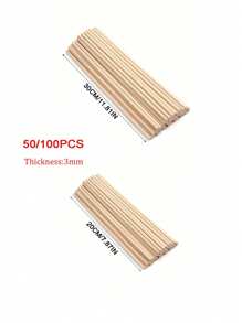 SHEIN 50pcs/100pcs Dowel Rods Wooden Sticks For Crafts And DIY Projects Unfinished Bamboo Wood Craft Sticks Pre Cut Wooden Dowel Rods For Handmade Photography Props