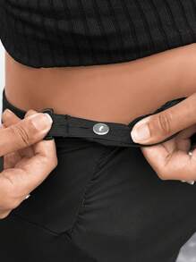 SHEIN Maternity Fitted Pleated Shorts, Black - Black - View 5