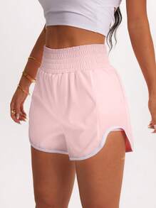 SHEIN Sport Studio Damen 2-in-1 Laufshorts mit Gummibund und Handytasche, für Outdoor-Workouts, Frühling/Sommer Damen Laufshorts Workout für Frauen, athletisch, pink Sportshorts, Workout Shorts