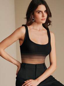 Anewsta Women's Light And Airy Ombre Sheer Tank Top - Black - View 7