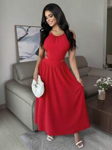 Chiquease 夏季无袖露背性感紧身迷你连衣裙 - 紅色 - 查看 1