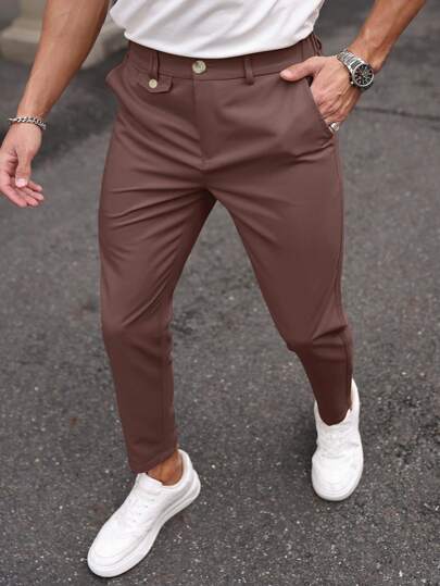 Manfinity Mode 男士休闲纯色斜口袋西装裤